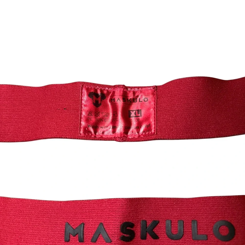 Maskulo Mens Red Athletic Jockstrap Logo Waistband Mesh Pouch Size‎ XL Underwear